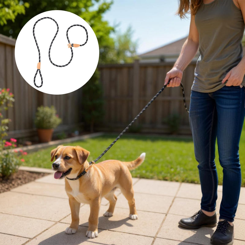 Slip Dog Leash Reflective Training Leash Heavy Duty Comfortable Premium Quality No Pull Training Leashs for Outdoor Travel Small Medium and Large Dogs (Black 6 FT) - PawsPlanet Australia