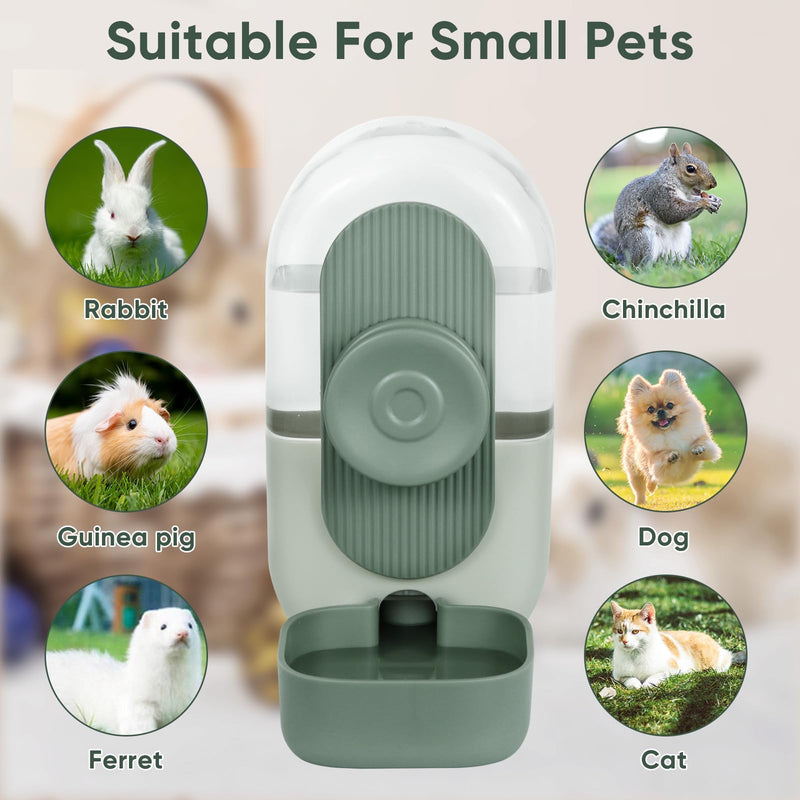 28oz Rabbit Water Bottle,Hanging Automatic Water Dispenser for Cage,Ferret Bunny Guinea Pig Water Bowl,Suitable for Small Animal(Cage Grid Spacing Over 1.2'')(Green) Green - PawsPlanet Australia
