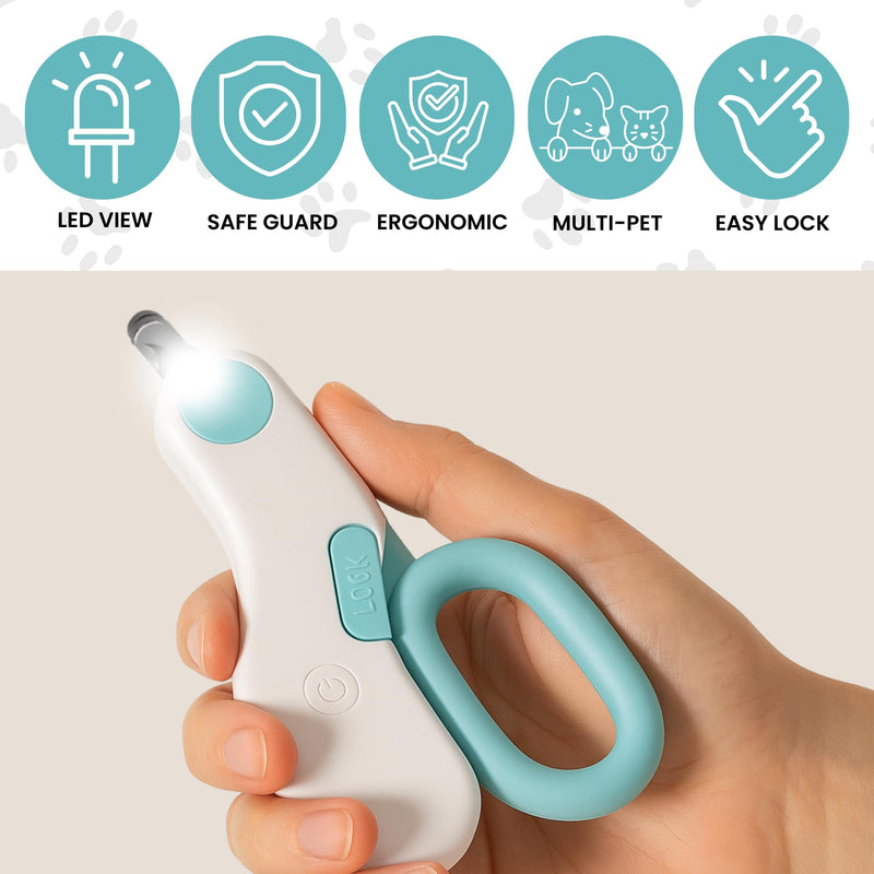 LED Pet Nail Clipper with Safety Guard for Cats & Small Dogs - Claw Trimmer with Light for Nail Bloodline - Razor Sharp Blades for Kitten Bunny Rabbit Bird Ferret Guinea Pig Hamster - PawsPlanet Australia