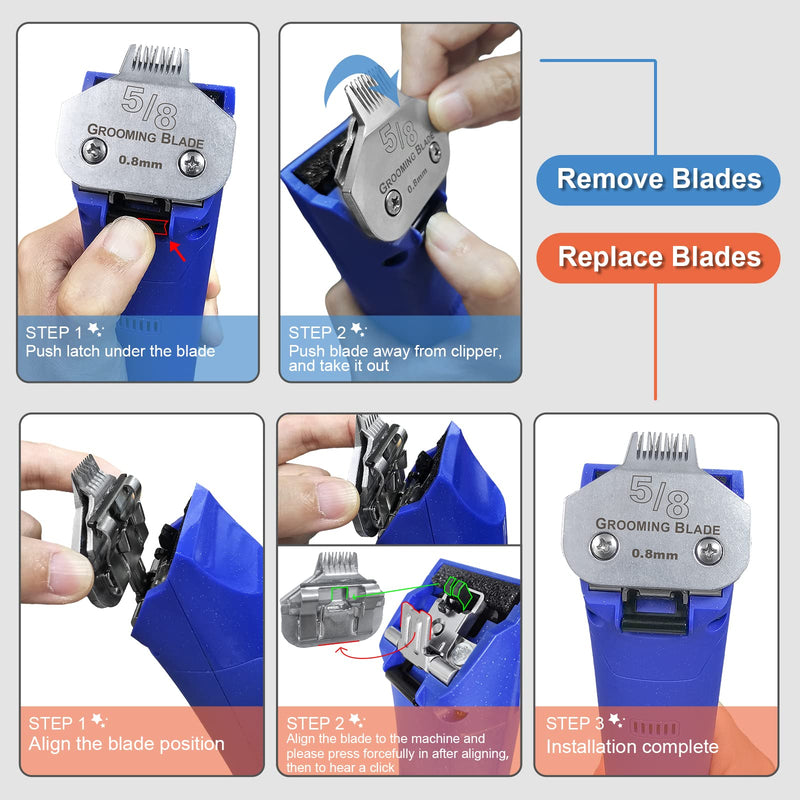 5/8 Wide Toe Pet Dog Grooming Detachable Blades,Compatible with Andis,Oster A5,Wahl KM10 Clippers,Cut Length 1/32-inch 5/8-1pcs - PawsPlanet Australia
