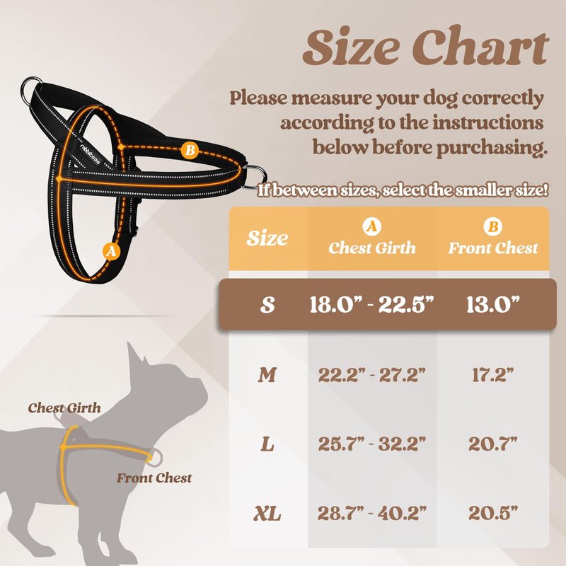 rabbitgoo Dog Harness No Pull, Quick Fit for Small Dogs with Soft Padded Handle, Chest Adjustable Reflective Pet Vest, No Choke Escape Proof for Walking Training, Black S - PawsPlanet Australia