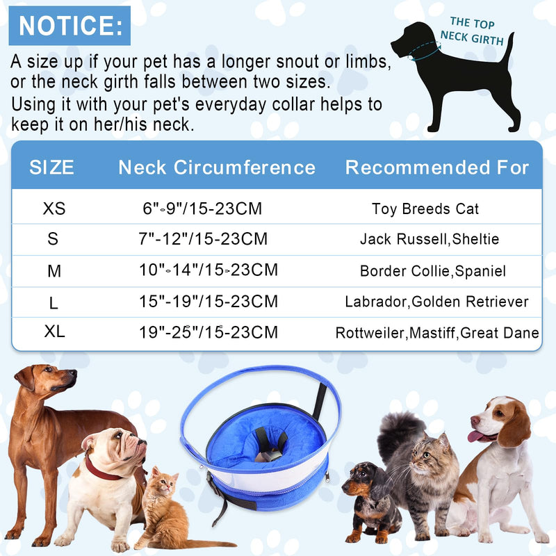 Dog Cone Collar, Inflatable Dog Cone After Surgery for Small Medium Large Dogs, Soft Dog Cone of Alternative with Enhanced Anti-Licking Guard Shield for Pets (Blue, S (Neck: 5"-8")) Blue S (Neck: 5"-8") - PawsPlanet Australia