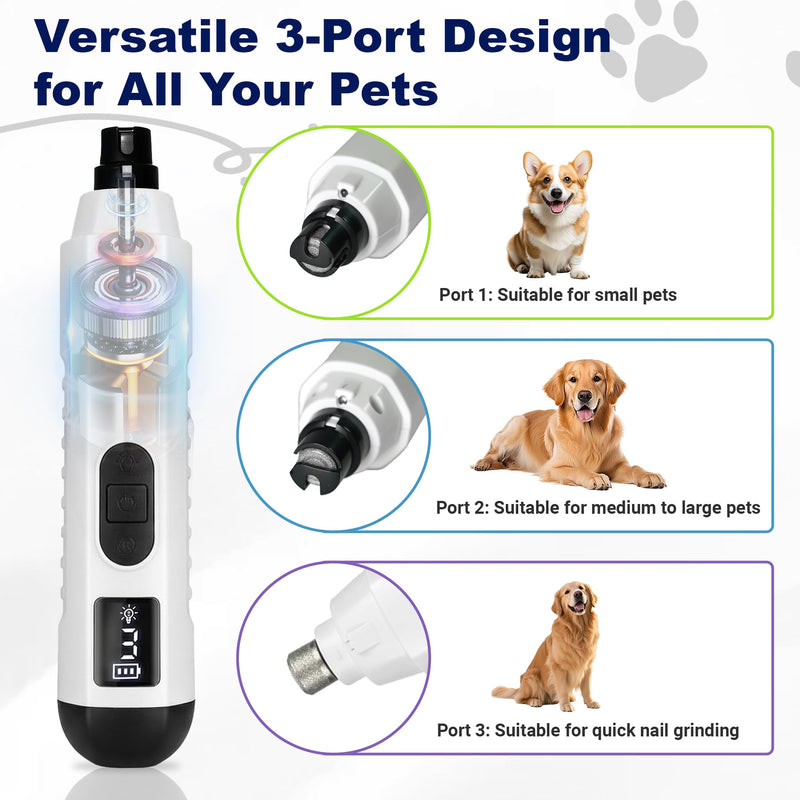 2026 Upgraded Silent Groom Pro Nail Grinder, Cordless Grooming Pro Nail Grinder for Dogs with 5-Speed & Led Light, Rechargeable USB Charging & 2 Grinding Wheels for Dogs and Cats - PawsPlanet Australia