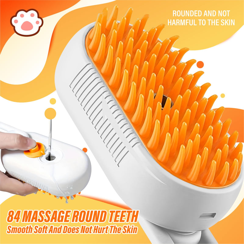 3 in 1 Cat Steam Brush, Rechargeable Steam Pet Brush for Dog,Cat and other pet Anti-Static, Cleaning, Shedding & Combing All In One 1 Count (Pack of 1) - PawsPlanet Australia