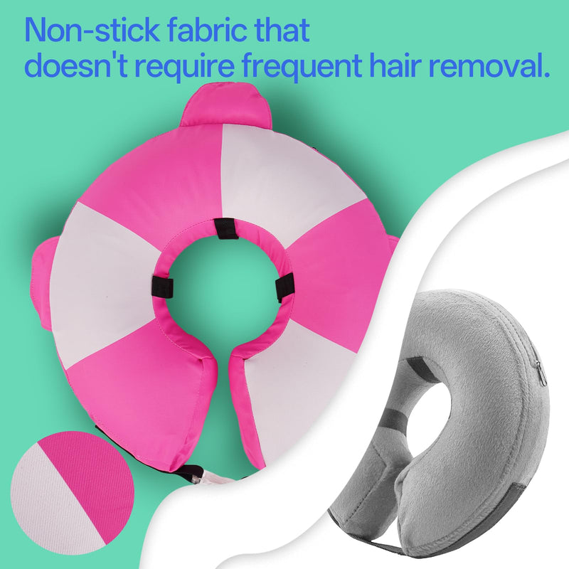 MIGOHI Soft Dog Pillow Donut Collar - Inflatable Alternative to Plastic Cone After Surgery,Adjustable Recovery E-Collar for Medium Dogs, Prevents Licking, Post-Surgical Spay Care(Large, Rosepink) L