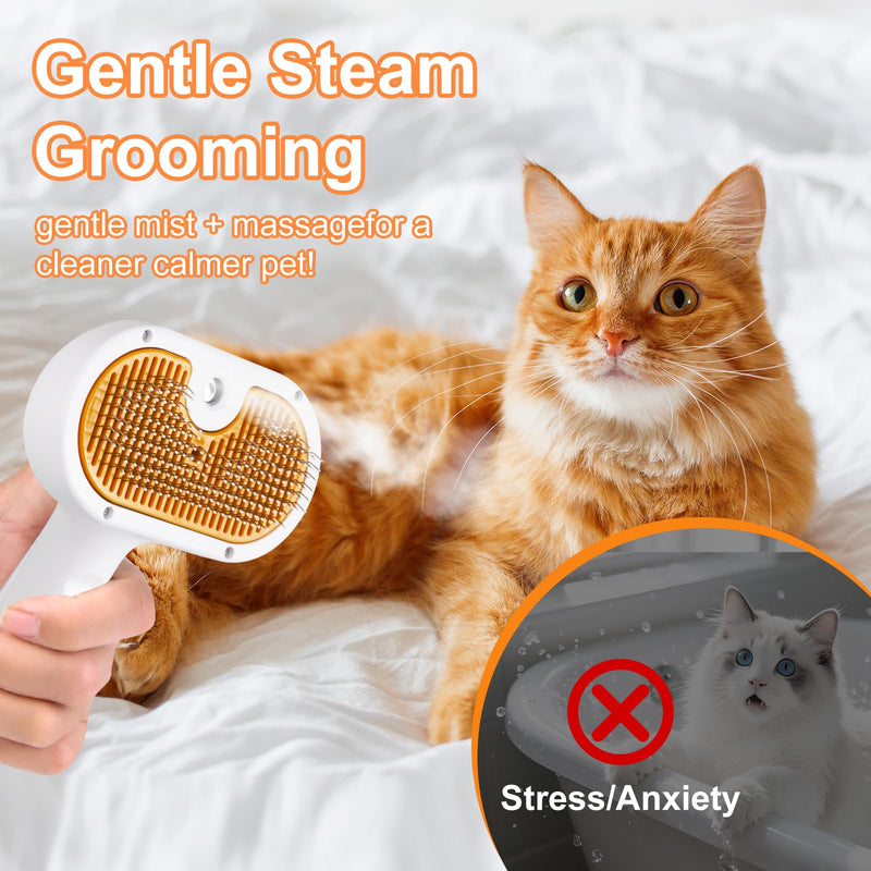 Pet Steam Brush Dog Cat 2025 New Grooming Comb for Shedding, Floating Hair, Smooth & Detangling, Gentle Cool Mist Softens Hair Reduces Static Helps Pets Who Dislike Bathing,Includes Waterless Shampoo 7.8"-Shampoo - PawsPlanet Australia