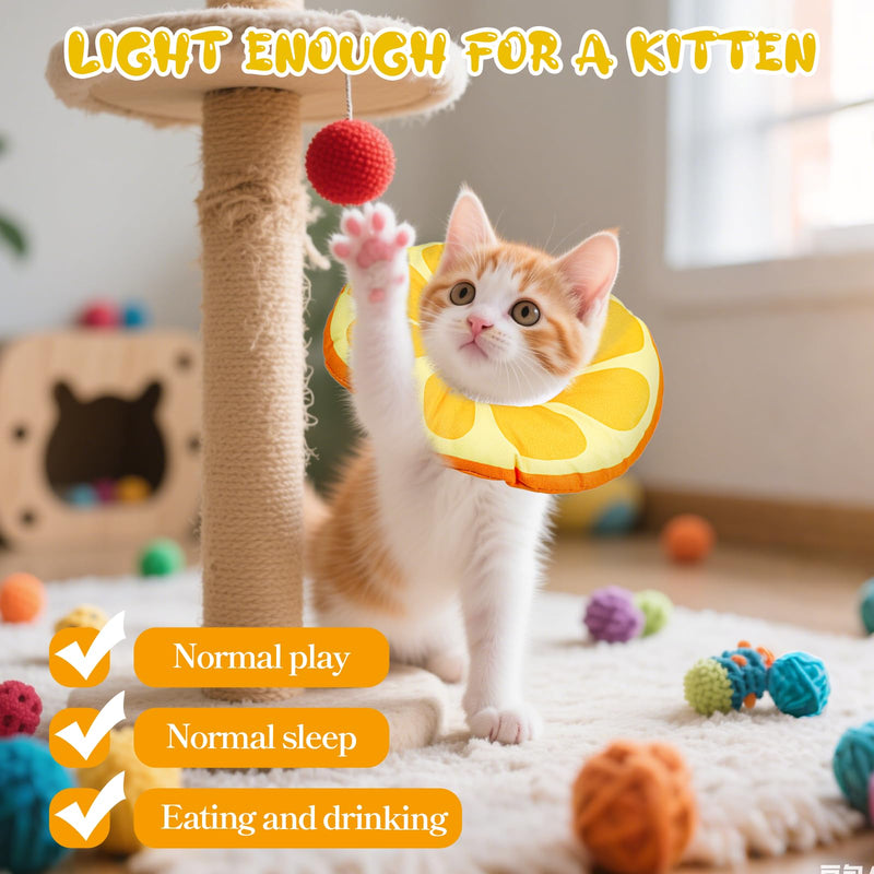 COMNICO Kitten Cones After Surgerys Small Waterproof Cones Collar Small Cats Donut Soft to Stop Licking Neck Elizabethan e Collar for Recovery (S Size Orange