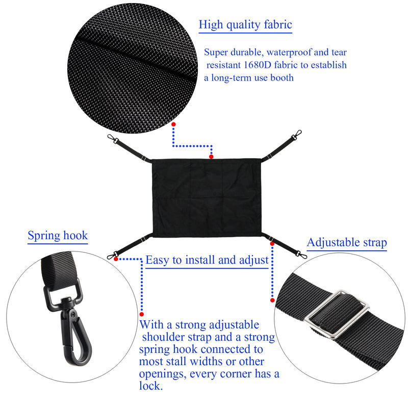 Horse Stall Guard with Swivel Snap Hook,Horse Stall Aisle Guard Fence with Ajustable Straps Strong Metal Push Gate Clip Equestrian Products (Black) Black - PawsPlanet Australia