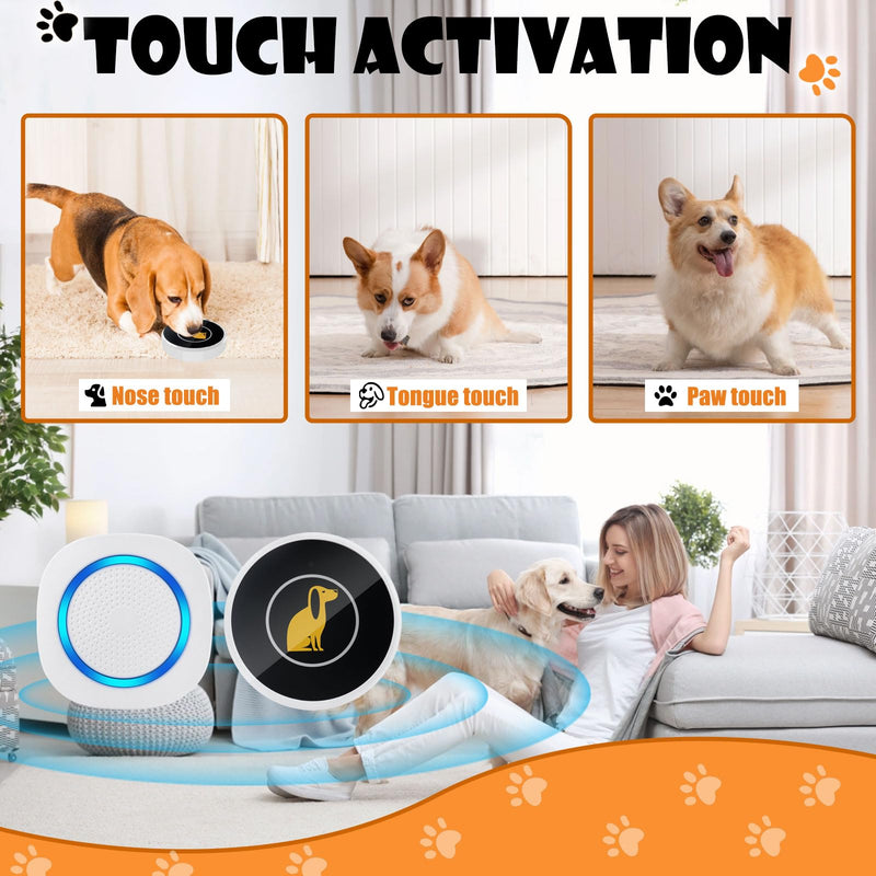 Smart Dog Door Bell Wireless Puppy DoorBell for Potty Training, Dog Bells to go Outside, IP55 Waterproof Bells for Dogs to Ring to go Potty (1 Receiver+2 Button) 2 Buttons + 1 Receiver - PawsPlanet Australia