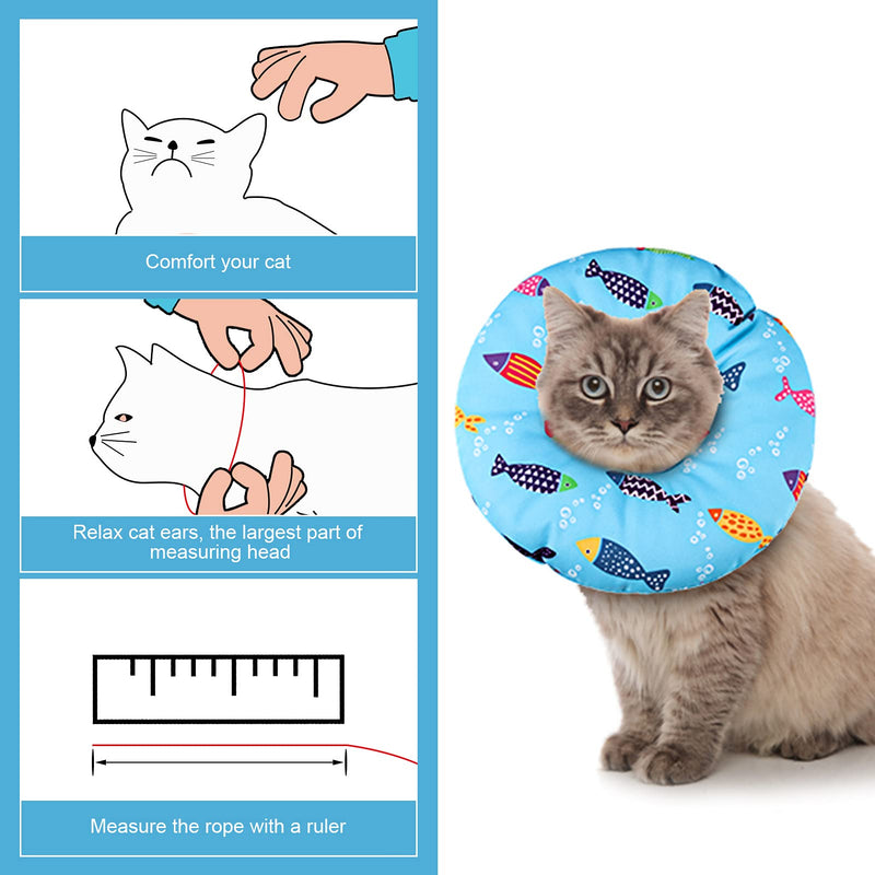 Cat Cone Collar Soft, Cute Cat Donut Adjustable Cat Recovery Collar Elizabethan Cone Cat Cones to Stop Licking Comfortable Anti-Bite Neck Cone for Pet Cats Kittens After Surgery Medium Blue - PawsPlanet Australia