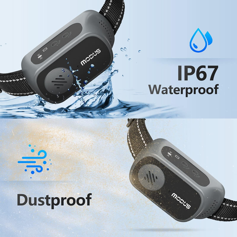 MODUS Dog Training Collar with Remote - 4 Modes Dog Shock Collar, Recording Playback, Beep, Vibration Anti Barking Device to Stop Dog Unwanted Behavior, Rechargeable Bark Collar for All Sized Dogs - PawsPlanet Australia