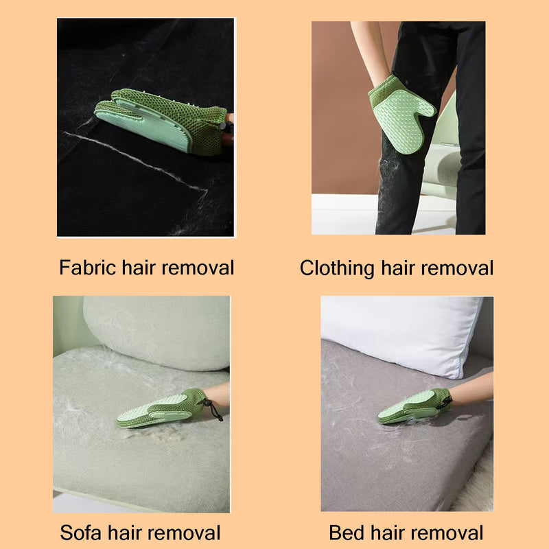 Pet Hair Remover Gloves Bath Brush Gentle Shedding Brushes,Pet Hair Remover Tool for Carpet, Curtain, Clothing, Couch, Car Seat (Green) green - PawsPlanet Australia