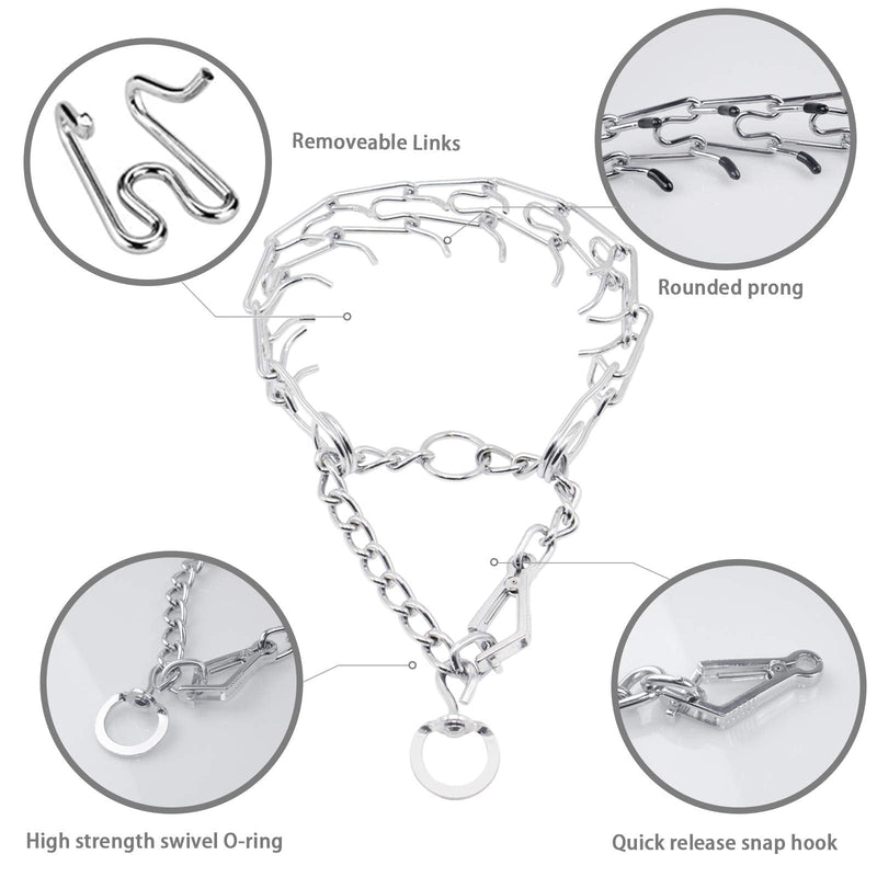 Dog Prong Collar, Ultra-Plus Chrome Plated Training Collar with Quick Release Clip for Dogs, Adjustable Pet Pinch Collar with Silver Plating for Small Medium Large Dogs (M) Metal - PawsPlanet Australia