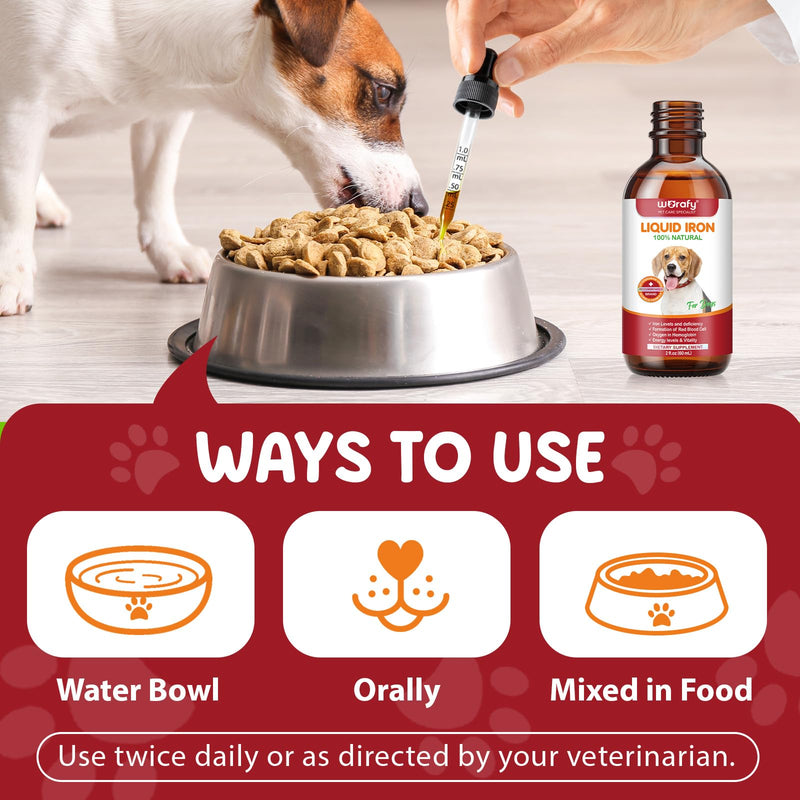 Liquid Iron Supplements for Dogs,LiquiI Iron Drops with Folate VC and B12,Supports Anemia, Low Enery Levels and Lethargy,Promotes Blood Health, Helps with Formation of Red Blood Cell- 2 fl.oz