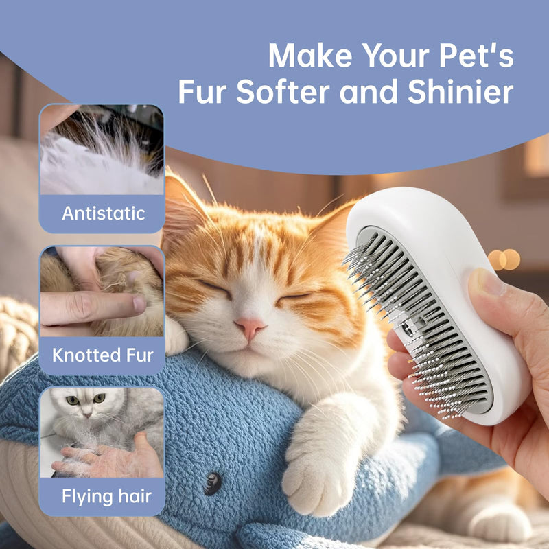 Cat Brush for Shedding Rechargeable Cat Steam Brushes for Indoor Cats Self-Cleaning Pet Grooming Tool for Long and Short Hair Steamy Dog Comb Cat Deshedding Hair Brush, Grey - PawsPlanet Australia