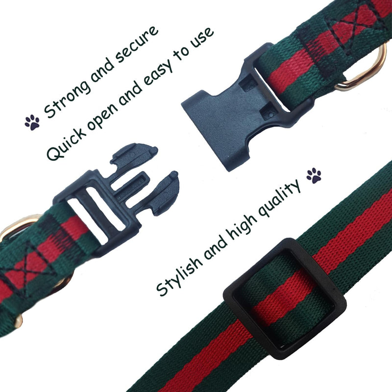 Elegant and Stylish Dog Harness and Leash,Durable Soft Neck and Chest Adjustable Pet Harness,Luxury Dog Harnesses and Dog Leashes Set Packing Gift for Puppy Small Dogs S(Neck&Chest Girth:12.6"-17.7", Width:5/8") Green Red-2 - PawsPlanet Australia