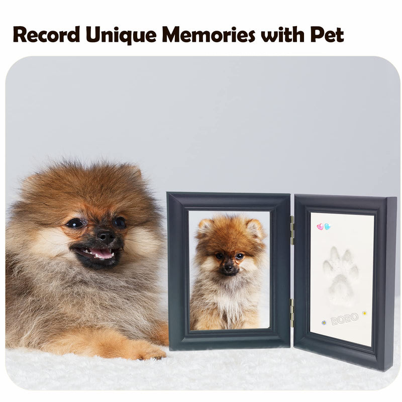 Dog or Cat Paw Print Kit with Trinkets,Pet paw Print Impression kit with 2 Clay,Wooden Dog Picture Frame,Personalized Gift Keepsake for Pet Lovers-Black Black - PawsPlanet Australia
