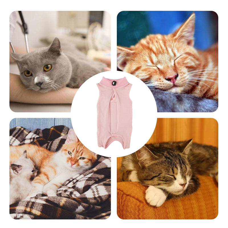 Cat Bodysuit After Surgery, Cat Bodysuit for Cat Surgery, Body Cat After Surgery, Professional Recovery Suit for Cats, Recovery Suit, Anti-Leak E-Collar Alternative for Abdominal Wounds, Skin Diseases (Pink, S) Size S