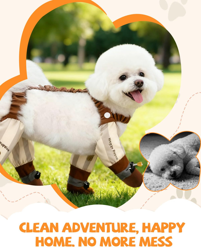 Dog Suspender Boots, Outdoor Anti Dust Pants with Shoes for Dogs, Adjustable Anti Slip Paw Protector Booties for Small & Medium Dogs(M) M