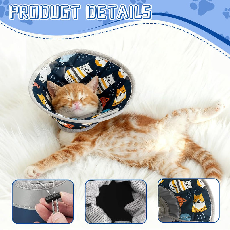1 x Soft Cat Collar, Protective Collar, Cat Collar for After Surgery and Injuries, Adjustable Collar for Cats, Prevents Licking Wounds, Cat Collar