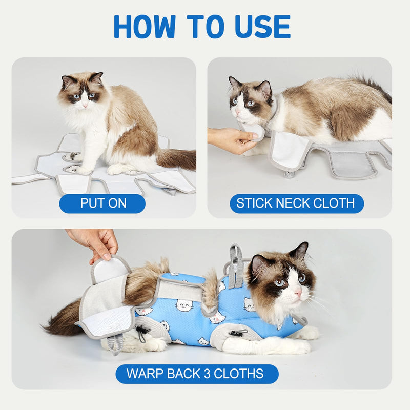 Supet Cat Grooming Hammock Harness for Nail Trimming, Cat Grooming Hanging Sling for Nail Clipping, Pet Restraint Holder for Cutting Nails, Medicine, Ear & Teeth Cleaning, Eye Care (BlueCat M) M ( Weight：5-12 Pound ) BlueCat - PawsPlanet Australia