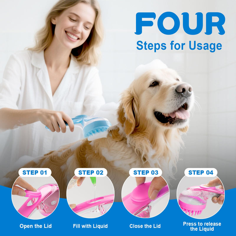 Dog Bath Brush, 2025 New 2 in 1 Dog Shampoo Brush Bubble Maker, Soft Silicone Dogs Scrubber for Bathing with Soap Dispenser, Pet Grooming Massage Brushes for Washing Long Short Hair for Dogs,Cats,Pets Blue - PawsPlanet Australia