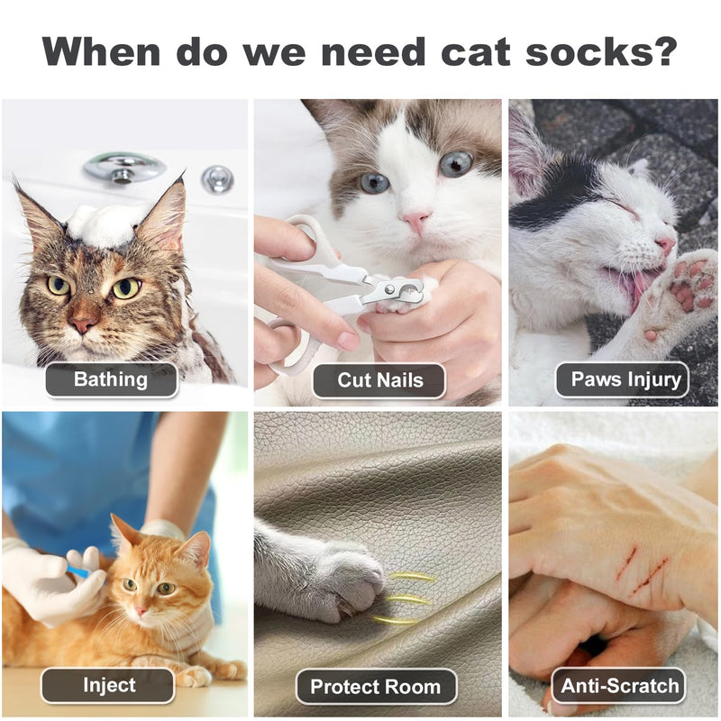 HDKUW Cat Anti-Scratch Shoes, Pet Scratch Deterrent Boots for Cats Small Dogs, Grooming Cat Accessories Nail Gloves, Adjustable Cat Claw Cover for Bathing Shaving Treatment Checking Gray S Paw Width:1.1"-1.3" - PawsPlanet Australia