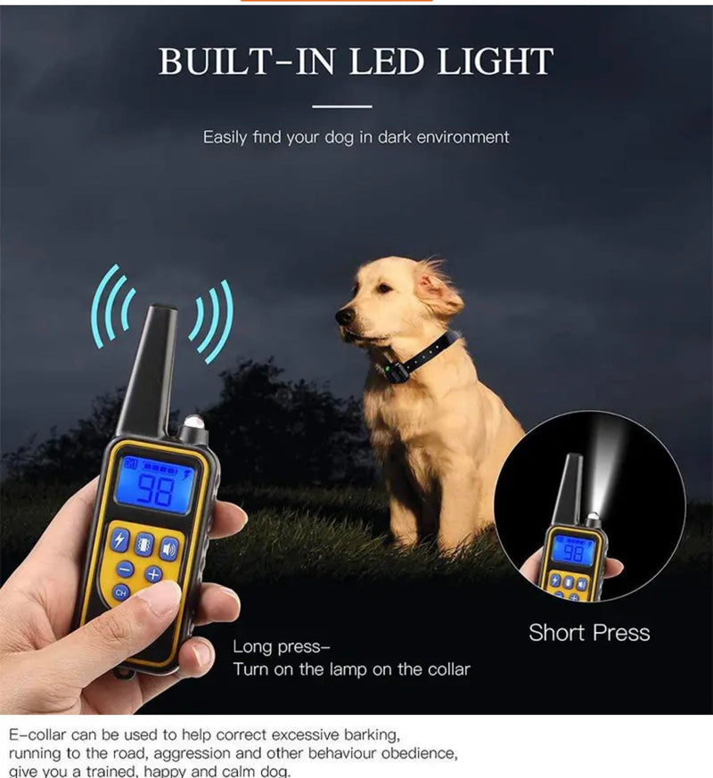 Factory Sale Dog Shock Collar with Remote No Bark Training Collar USB Chargeable 3 Channel Waterproof Range 2400 Ft Training Modes Shock/Vibration 99 Levels Led Light Beep Small Medium Large Dogs - PawsPlanet Australia