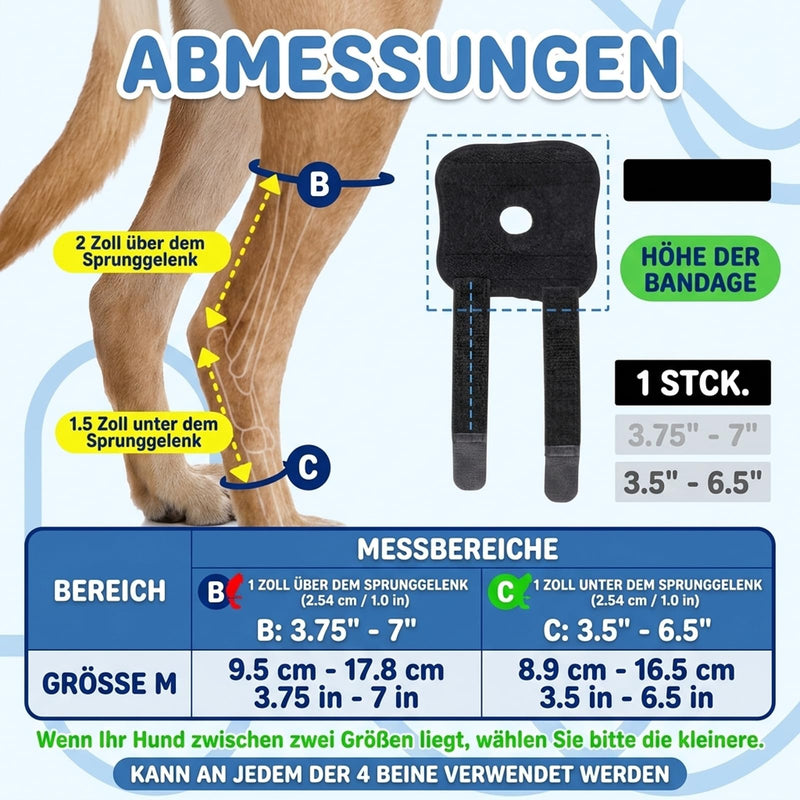Knee brace for dog hind leg, lick protection for dog hind leg for joint and bone protection, support during arthritis and rehabilitation, dog hind leg brace in size M 18x13x1.5 cm