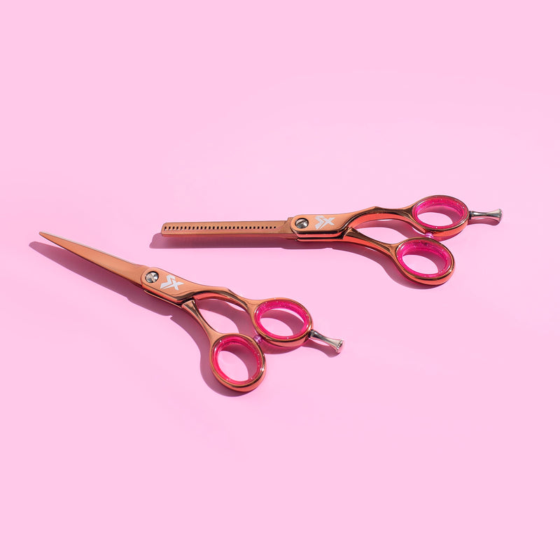 Cricket Shear Xpressions 5.75" Professional Hair Cutting Scissors - Barber Scissors, Japanese Stainless Steel, Comfort Silencer, Ideal for Stylists and Home Use, Hey Rosie - Rose Gold - PawsPlanet Australia