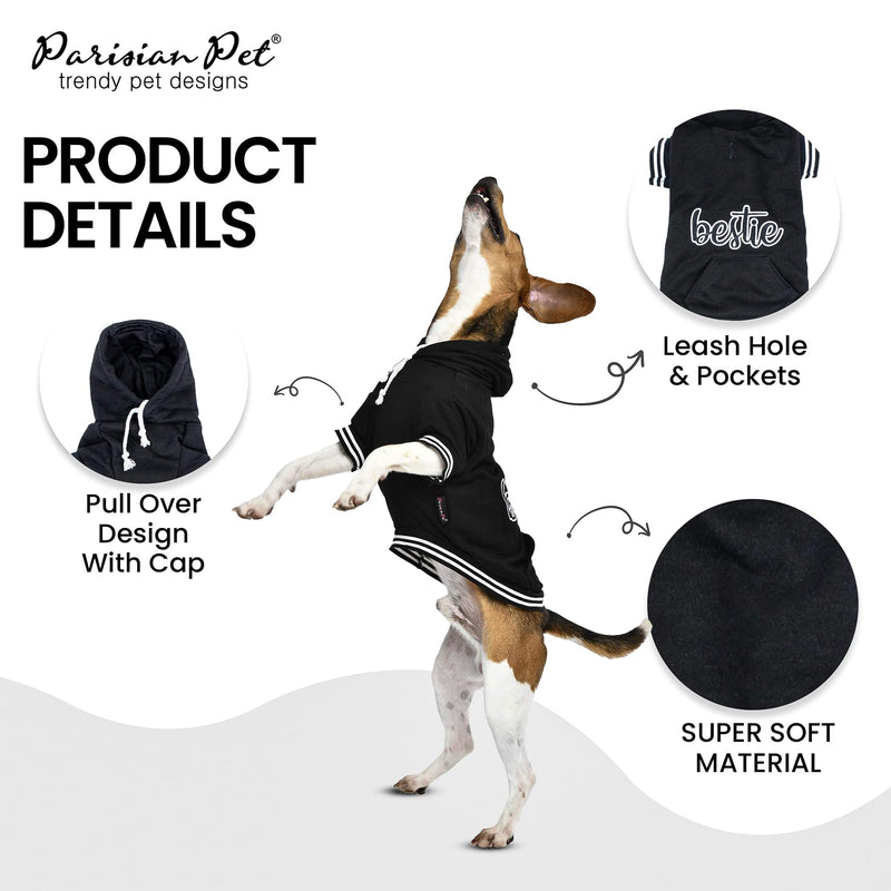 Parisian Pet Basic Dog Hoodie – Lightweight Printed “Bestie“ Dog Sweatshirt – Pullover Hoodies for Dogs with Leash Hole and Pockets – Cotton, Polyester Dog Clothes for Large Dogs - XL Bestie Hoodie - PawsPlanet Australia