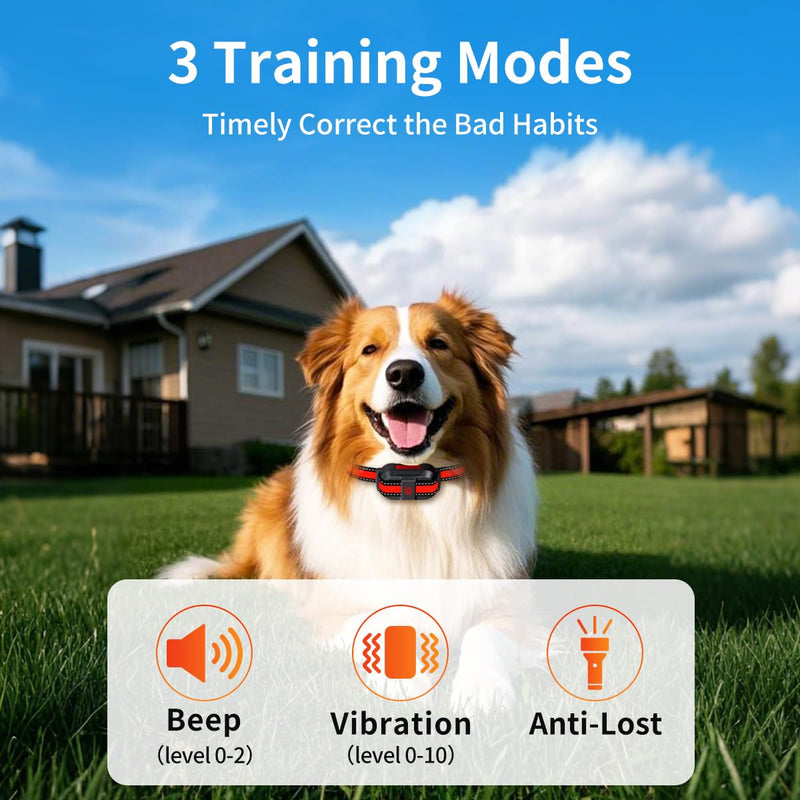 Dog Training Collar with Rechargeable Remote Control 3 Training Modes IPX7 Waterproof Electric Collar Range 3300Ft Bark Collar for Small Medium Large Dogs - PawsPlanet Australia