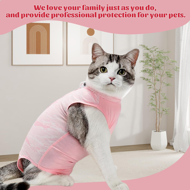 Pack of 2 Cat Bodysuit After Surgery, Comfortable and Breathable Recovery Suit Op Body Cat Castration Spay Weaning Lick Protection Suit Cat Clothing for Cat Body Surgery (Pink+Blue) (L) L