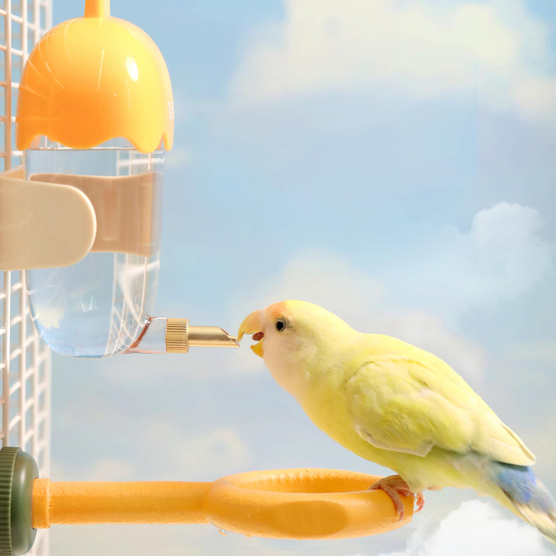 Leak-Proof & Chew-Proof Hanging Water Dispenser for Birds, Chinchillas, Guinea Pigs, Ferrets, Rats, Rabbits, Bunnies, Parrots, and Other Small Animals - Beige, 12oz - PawsPlanet Australia