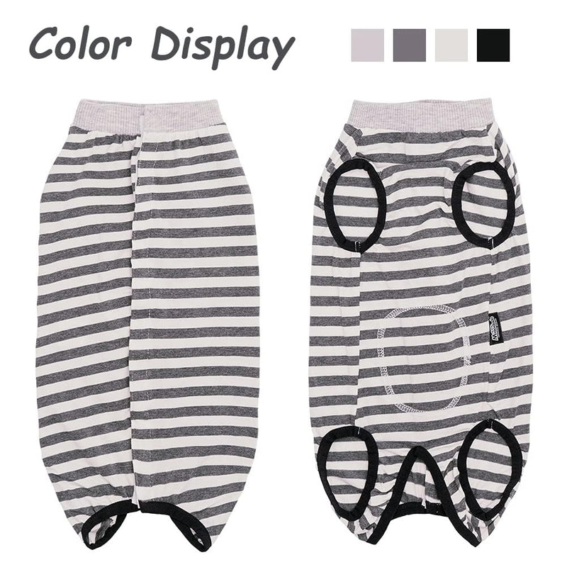 Dog Recovery Suit After Surgery,Spay Neuter Clothes for Female Dogs,Small Medium Dog Shirt,E-Collar Cone Alternative,Prevent Licking Wound Dog Onesie,Pet Surgical Suit(Grey White Stripe-m) grey - PawsPlanet Australia