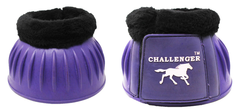CHALLENGER Horse Training Ribbed Rubber Hoof Impact Overreach Protection Fleece Lined Bell Boots 41HI01 Purple X-Large