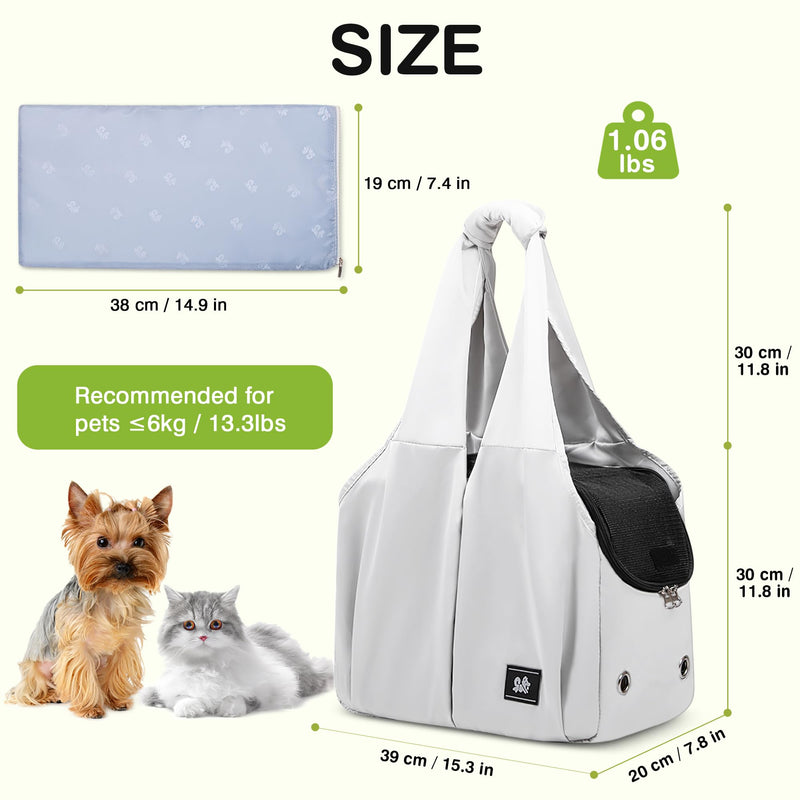 ALLSOPETS Puppy Sling Carrier for Small Dogs, Breathable Dog Sling with Leash Hook, Portable Pet Bag for Cats and Puppies, Cozy Carrier for Travel, Outdoors, Camping (Silvery Grey) Silvery Grey - PawsPlanet Australia