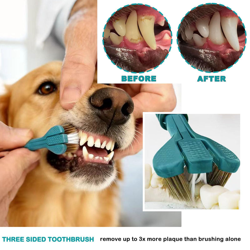 Dog Toothbrush Kit, 360-Degree Finger Three-Sided Design, Replaceable Brush Heads, Easy Teeth Cleaning and Dental Care (7 Pack) 7 Pack