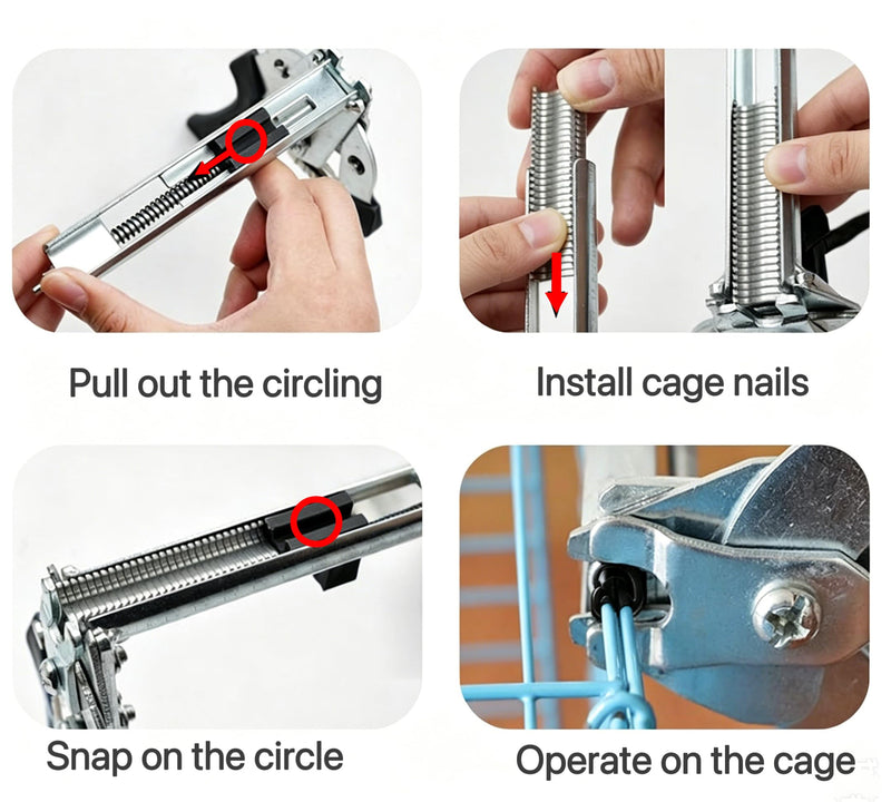Professional Hog Ring Pliers Kit with 600 Galvanized M-Type Clips – Heavy Duty Fence Tool for Cage Building, Wire Mesh Fastening & Upholstery Repair