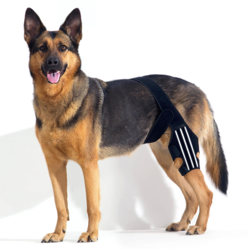 BENCMATE Adjustable Dog Knee Brace, Universal Designed for All Four Limbs, Dog ACL Hind Leg Brace, Dog CCL Brace, Support with Cruciate Ligament Injury, Joint Pain and Muscle Sore (Black, Small) Small (THIGH c. 4.7"-7.9"/LEG ht. 2"-5.9")