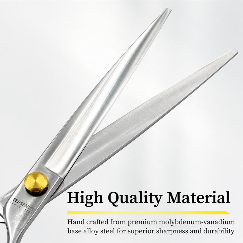 Dog Grooming Scissors, 7.5" Straight Shears, Premium Stainless Steel, Safety Rounded Tip & Offset Handles for Precision Trimming Dogs, Cats, Pet at Home 7.5 Inch - PawsPlanet Australia