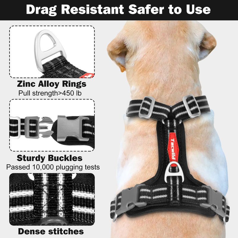 No Pull Dog Harness - Adjustable Reflective Dog Vest with Metal Snap, Soft Breathable Mesh No Choke Puppy Harness, Easy to Put on & Take Off (Black-M) Black Medium - PawsPlanet Australia