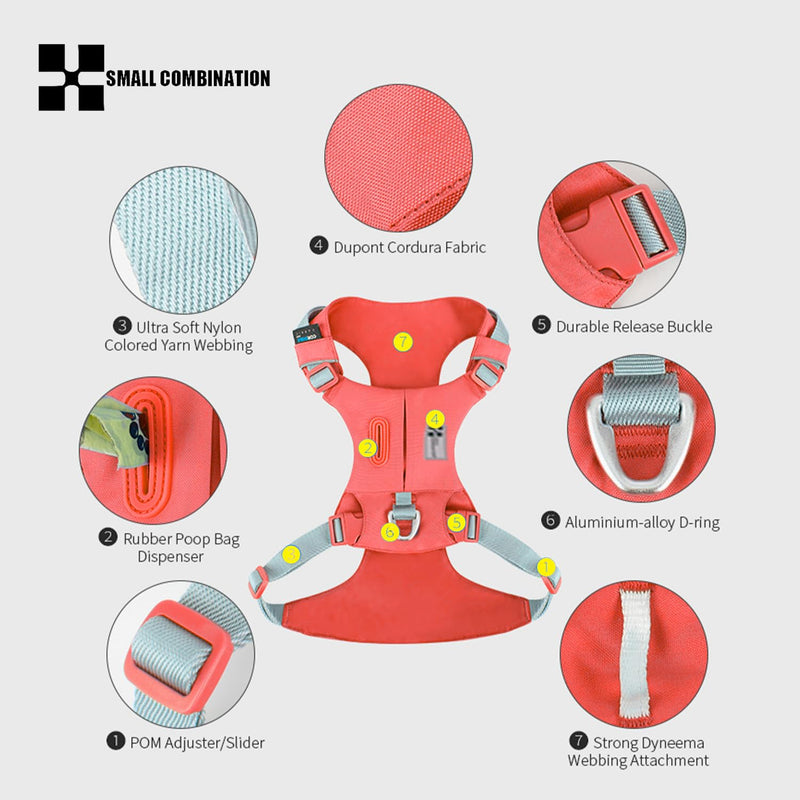 Lightweight Dog Harness, Large to Very Large Breeds, Adjustable Fit.Pet Harness with Pocket, Dog Training Harness for Outdoor Walking Running, Hiking (Watermelon Red, XL) Watermelon Red - PawsPlanet Australia