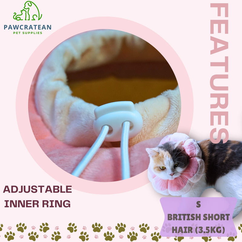 Adjustable Comfy Flower Style Elizabeth Collar for Cats Puppies Soft Recovery Cone Pet Protective Neck Collar (Pink, Small) Pink