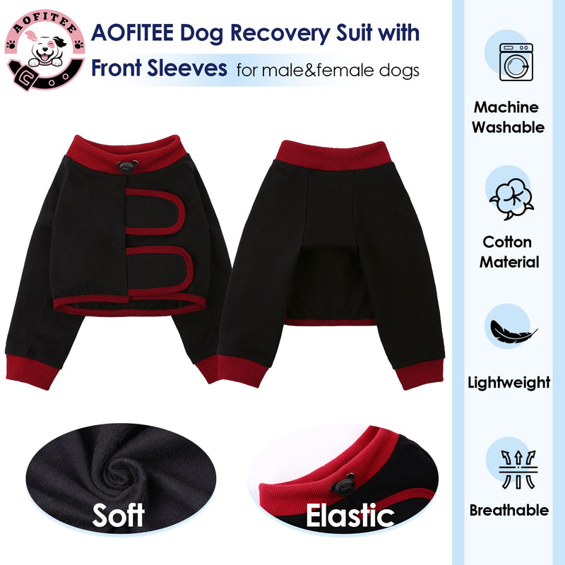 AOFITEE Dog Recovery Suit for Front Legs, Breathable Leg Sleeve Right Left Thigh, Anti-Licking Wounds Sleeves Dog Elbow Brace Protector, Leg Cover for Joint Pain Great Cone Alternative Black XL XL(Chest Girth:25.6′′-30.3′′)