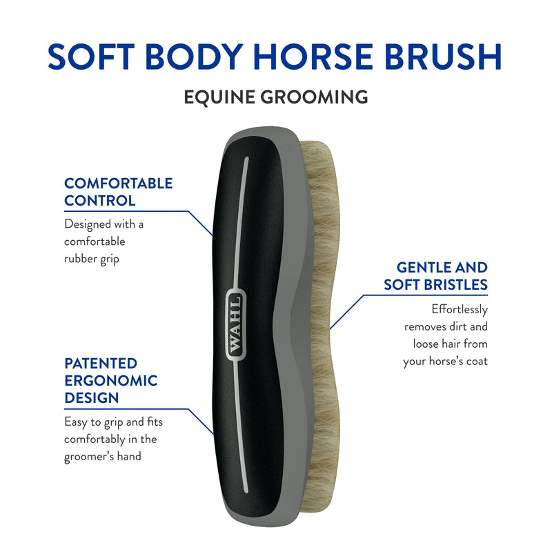 WAHL Professional Animal Equine Soft Body Horse Brush - Black - PawsPlanet Australia
