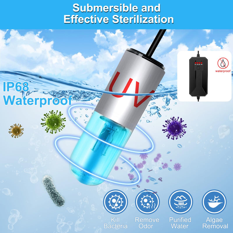 Aquarium Clean Light，3 W mini Submersible Algae Removal Light with Timer,Aquarium Water Clean Green Clear Waterproof Clean Light for Pond,Swimming Pool - PawsPlanet Australia
