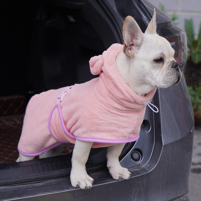 Dog Bathrobe Towel, Cat Bathrobe Microfiber Fast Drying Absorbent Hooded Bath Towel for Puppy Small Medium Large Dog Cat(Pink,XL) XL:For 93-132lbs dogs Pink - PawsPlanet Australia