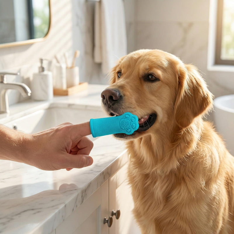 Nivofu Silicone Finger Toothbrush for Dogs & Cats for Dental Care - 4-Piece Set with Box - Dog Toothbrush for Tartar Control, Fresh Breath & Healthy Dental Care for Cats (Blue, Pink, Orange, White)
