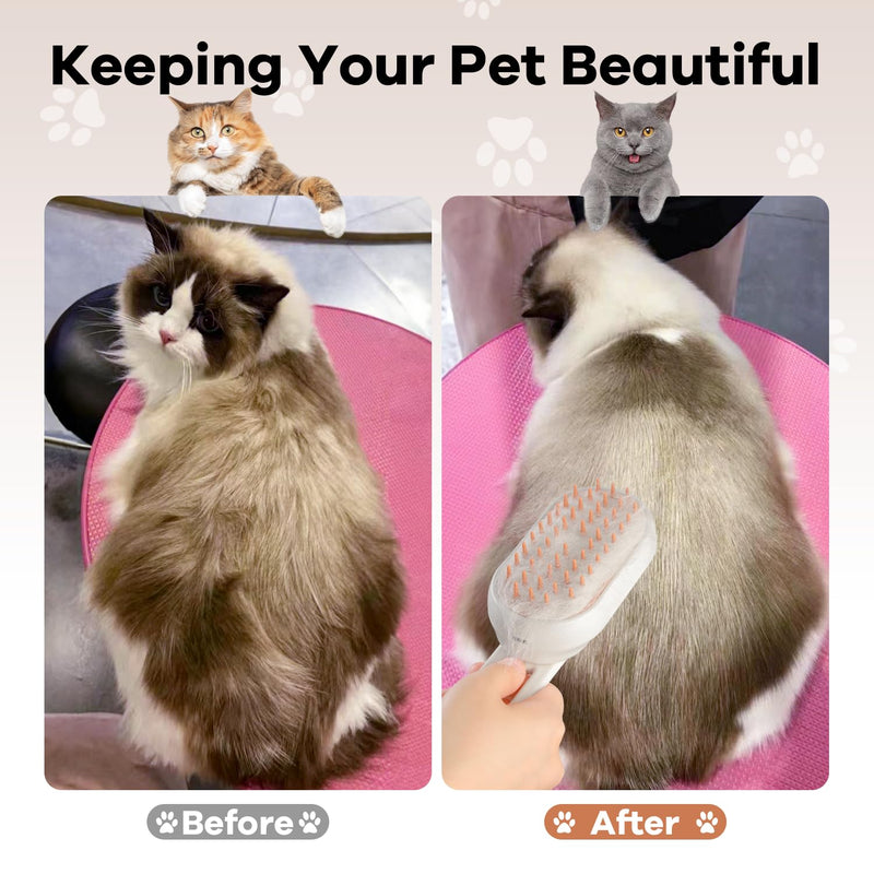 Cat Steam Brush for Shedding, 4 in 1 Rechargeable Steam Brush for Cats and Dogs, Anti-Static, Massage, Cleaning, Shedding & Combing All In One! white - PawsPlanet Australia